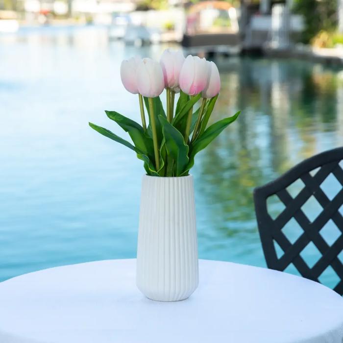 16" Pink Real-touch Tulips in Vase 