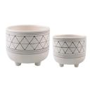  Set of 2 White & Black Geo Print Planter