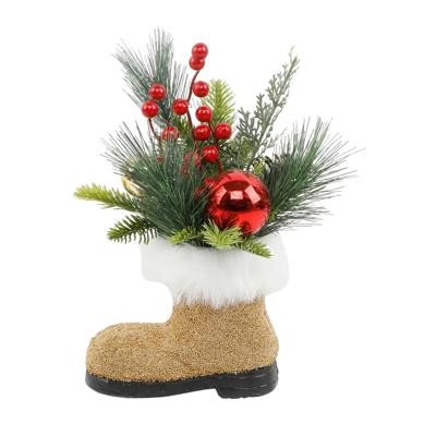 12" Tan Beaded Santa Boot