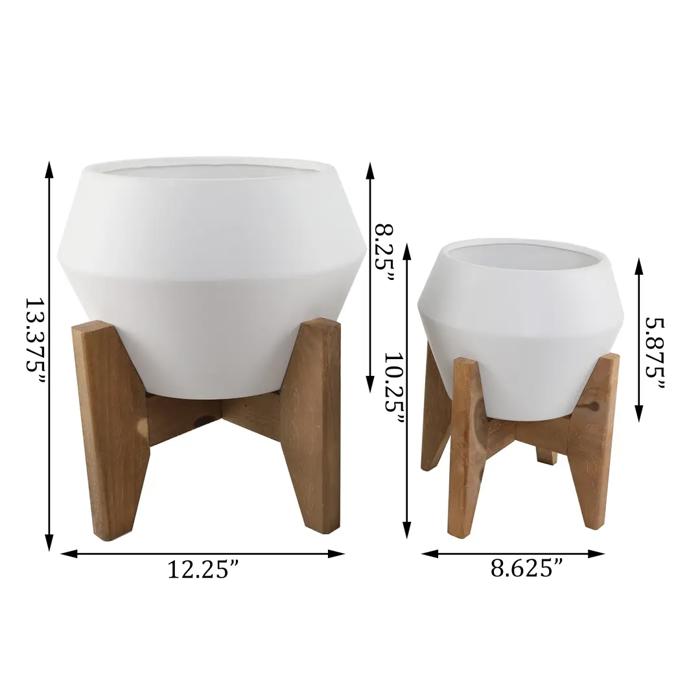 Set of 2 13" & 10" Opening Ceramic Planters