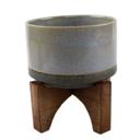  7" Lava Ceramic Planter with Wood Stand