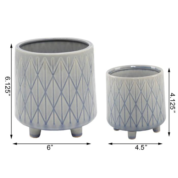 Set of 2 Diamond Footed Planters