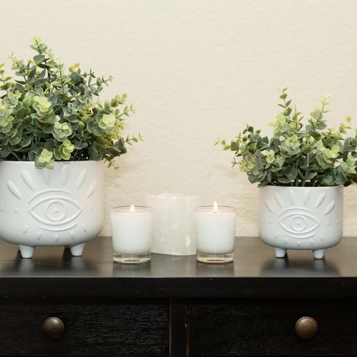 Set of 2 Evil Eye Footed Planters