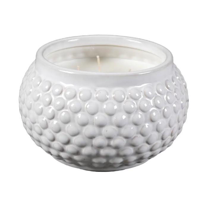 3.87" White Bubble Texture Ceramic Candle - Vanilla Cloud