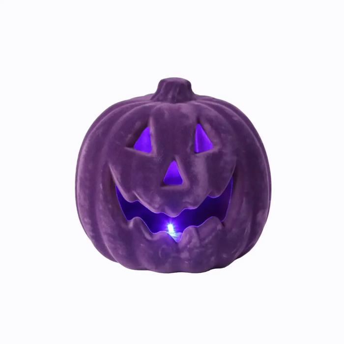 8" LED Black Velvet Pumpkin