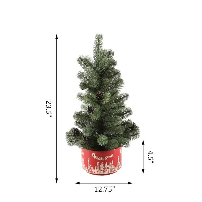 24" Xmas Tree in 7" Cityscape Planter