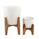  Set of 2 10" & 8" Cathedral Ceramic Planters