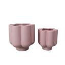  Set of 2, Matte Lilac 6.5"D & 5.25"D   Ceramic Flower Planters