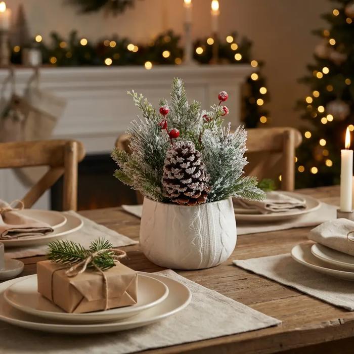 12.5" White Sweater Ceramic Planter 