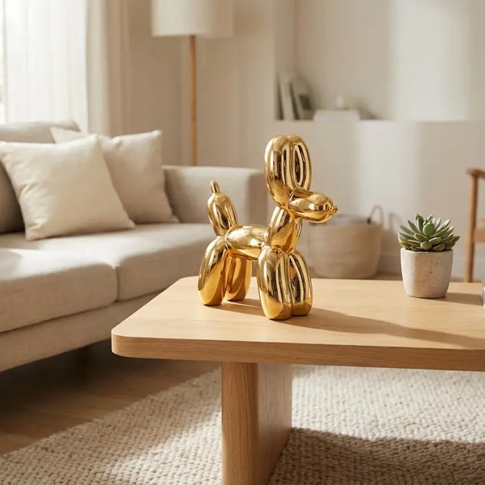 11"H Metallic Gold Ceramic Balloon Dog