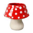   7"D Red Polka Dot Mushroom Ceramic Planter