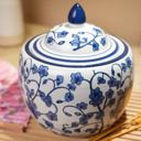  Blue & White Floral Ceramic Ginger Jar - Peony