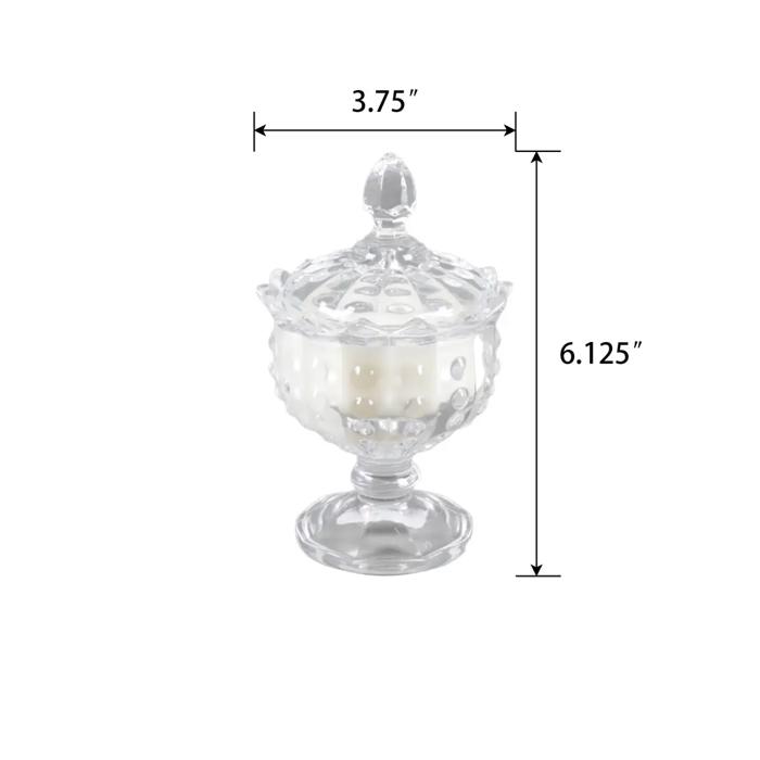 Clear Hobnail Glass Lidded Candle - Rose Garden
