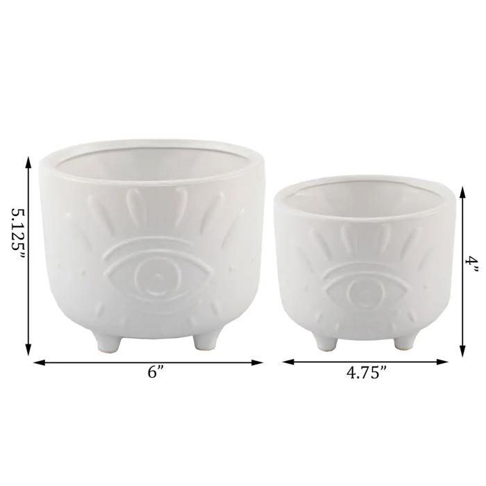 Set of 2 Evil Eye Footed Planters