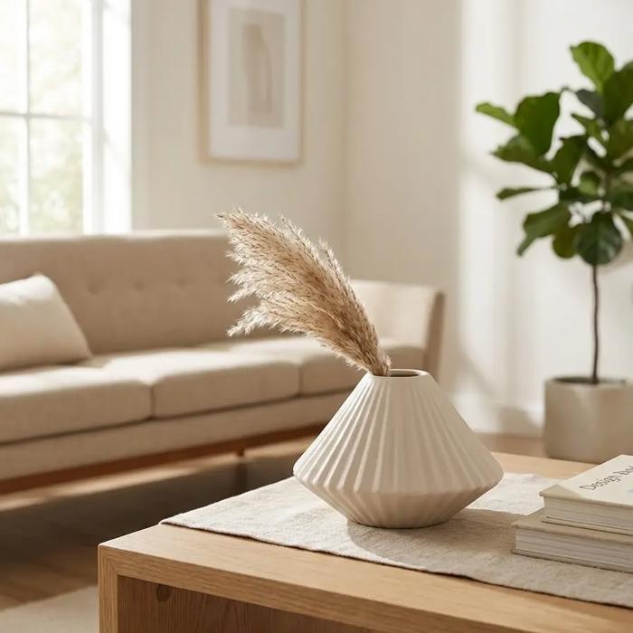 Pleated Ceramic Vase