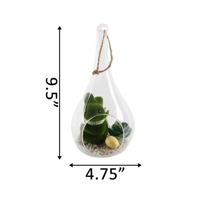 Hanging Bunny Terrarium with Faux Succulent