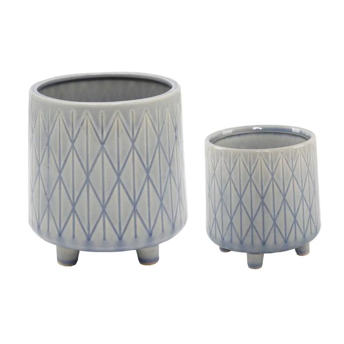 Set of 2 Diamond Footed Planters