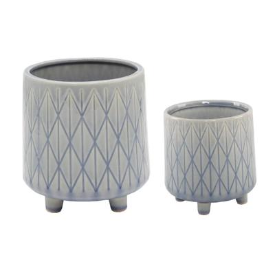 Set of 2 Diamond Footed Planters