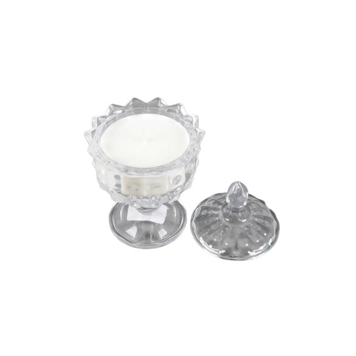 Clear Hobnail Glass Lidded Candle - Rose Garden