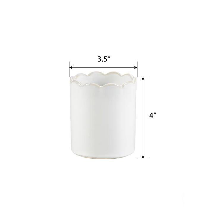 4"H Ceramic Scalloped Edge Pot 