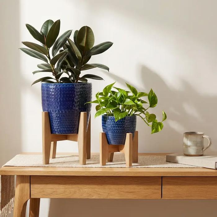 Set of 2 10" & 8" Pharaoh Ceramic Planters