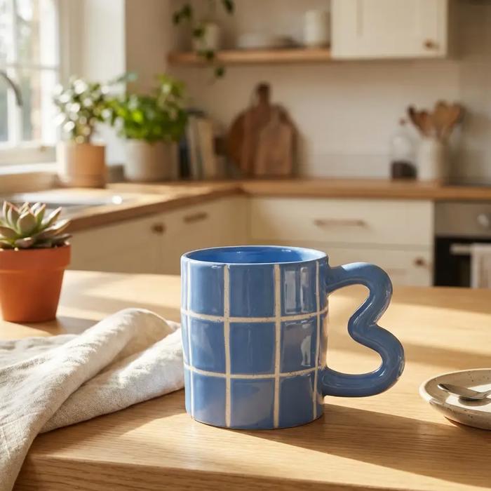 18 OZ Tile Checker Ceramic Mug