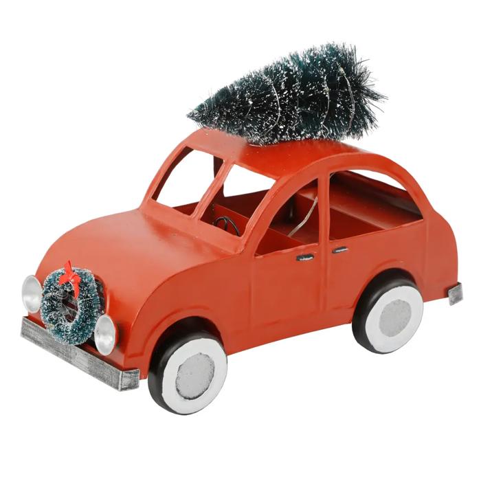 13" Led Tin Car with Tree 
