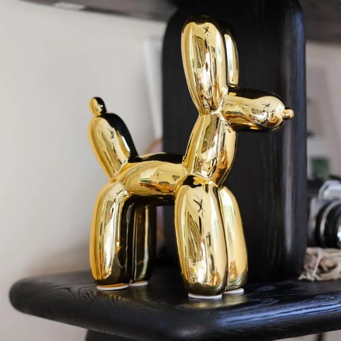 11"H Metallic Gold Ceramic Balloon Dog