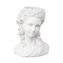  10.75"H Girl with Curly Hair Cement Planter