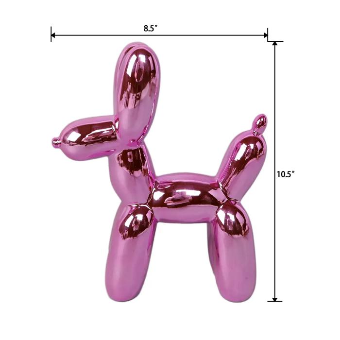 11"H Ceramic Balloon Dog Metallic Pink