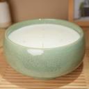  3-Wick Ceramic Bowl Candle in Soft Green Finish - Peony