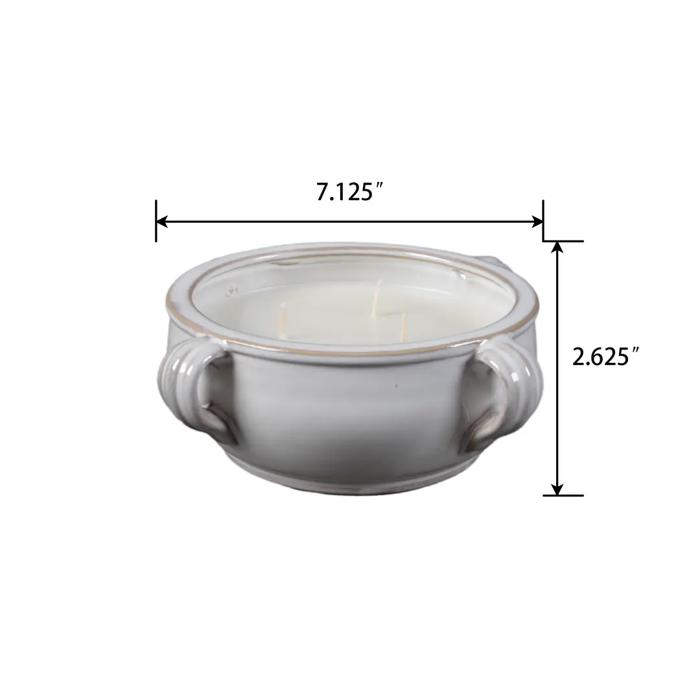 Stoneware Bowl Candle with Handles - Santal