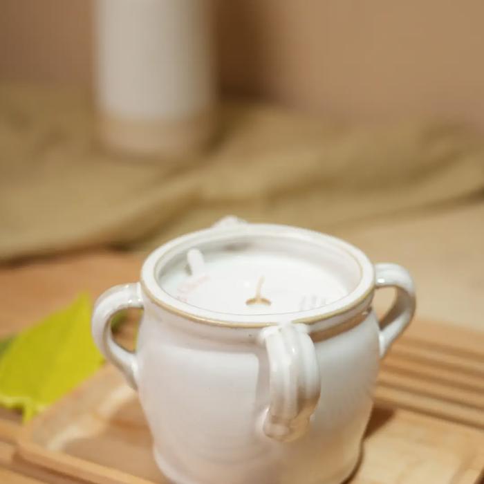 White Hobnail Ceramic Candle - Sweet Citrus