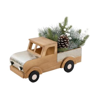 17" Xmas Mix In Wood Truck