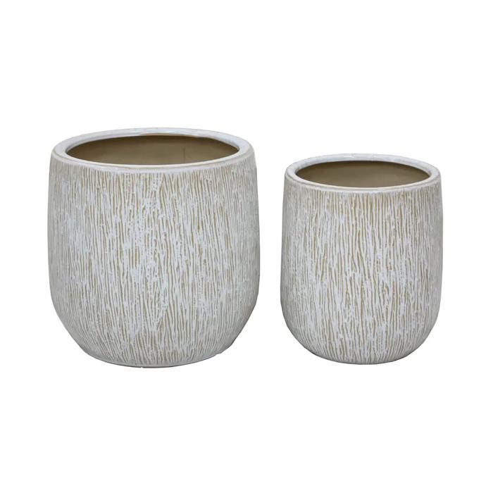  Set of 2 Tree Bark Planters