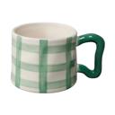 Green Green Plaid Ceramic Mug with Sculpted Handle – 18oz