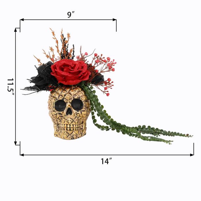 11.5" Gold Skull with Florals