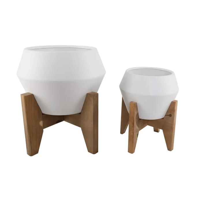 Set of 2 13" & 10" Opening Ceramic Planters