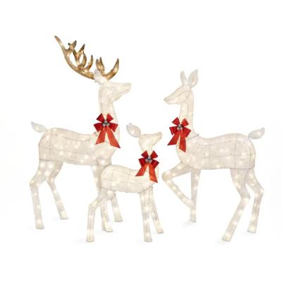 3-Piece White Lighted Christmas Deer Family Set