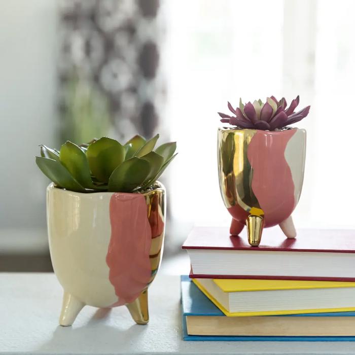 Blush 3-Tone Footed Planter