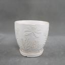  Set of 3 Ivory 10",8“,6.75” Jungle Flowers Ceramic Pots on Saucer 