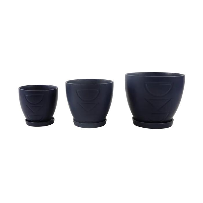 Set of 3 Hamburg Planters w/ Saucer 