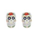  4" Set of 2 Day of Dead Colorful Skulls 