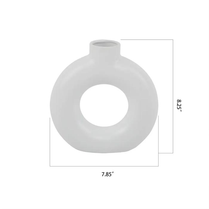8" Circular Donut Ceramic Vase 8"x2.25"x8"