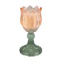  Iridescent Tulip Glass Candle on Pedestal - Peony