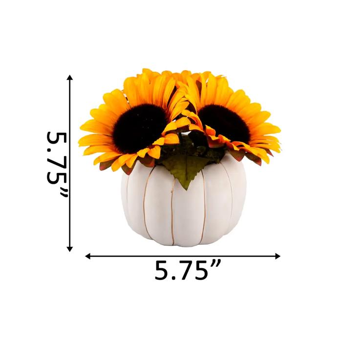 4" Ceramic Pumpkin Sunflowers
