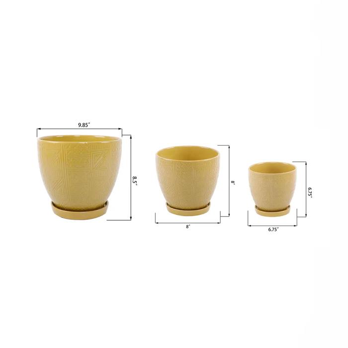 Set of 3 Hiero Planters w/ Saucer 