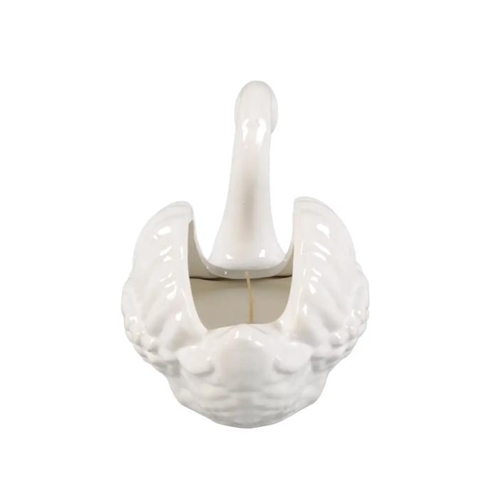 Elegant White Ceramic Swan Planter - Peony Garden 