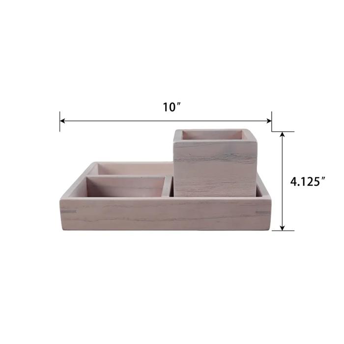 10"L Wood Organizer Tray with 4"D Pencil Holder