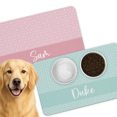 Personalized Pink and Teal Pet Mats